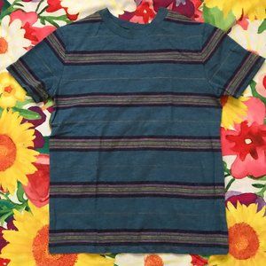 Kids Art Class Blue Teal Striped T-Shirt S 6/7